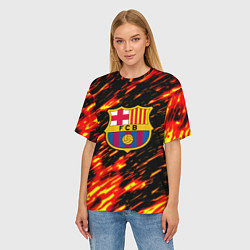 Футболка оверсайз женская Barcelona штрихи огненные, цвет: 3D-принт — фото 2