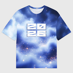 Футболка оверсайз женская 2026 сине-голубая дымка, цвет: 3D-принт