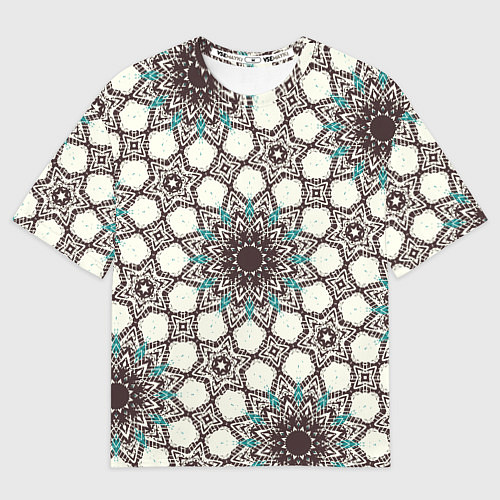 Женская футболка оверсайз Калейдоскоп из цветочных звезд / 3D-принт – фото 1