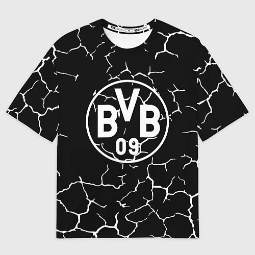 Женская футболка оверсайз Borussia черно белые / 3D-принт – фото 1