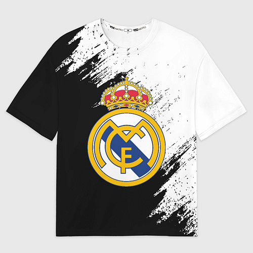 Женская футболка оверсайз Real Madrid текстура штрихи / 3D-принт – фото 1