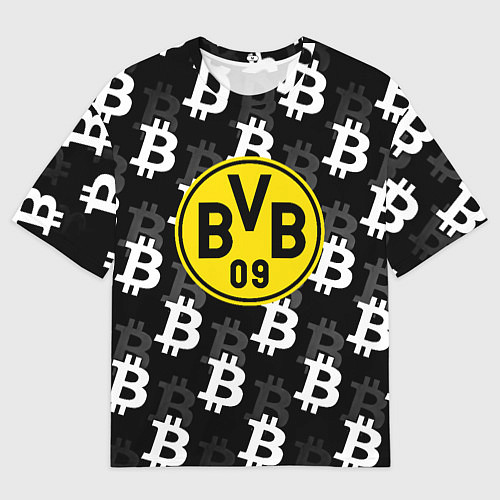 Женская футболка оверсайз Borussia биткоин паттерн / 3D-принт – фото 1