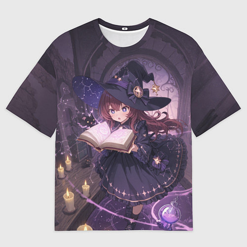 Женская футболка оверсайз Аниме Ведьма Читает Книгу Заклинаний / 3D-принт – фото 1