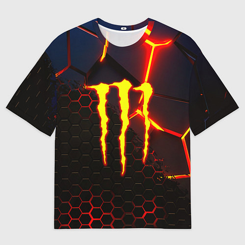 Женская футболка оверсайз Monster energy броня краски / 3D-принт – фото 1