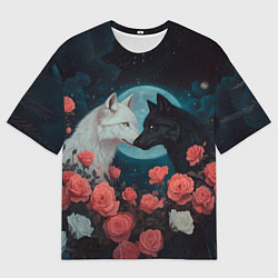 Женская футболка оверсайз Влюбленные волки