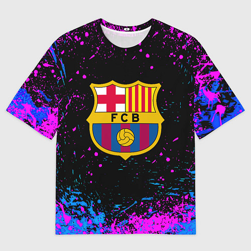 Женская футболка оверсайз Барселона неоновые краски / 3D-принт – фото 1