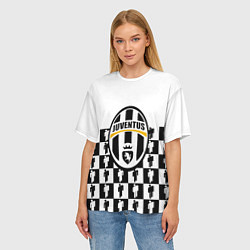 Футболка оверсайз женская Juventus болельщики паттерн, цвет: 3D-принт — фото 2