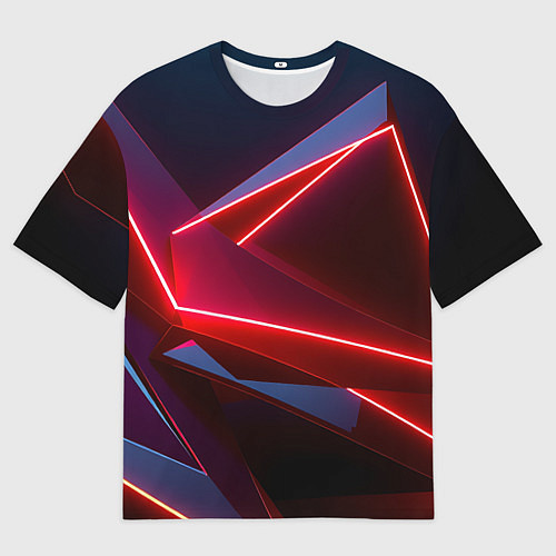 Женская футболка оверсайз Neon laser red / 3D-принт – фото 1