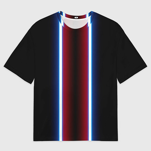 Женская футболка оверсайз Color white blue red neon / 3D-принт – фото 1