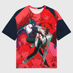 Женская футболка оверсайз Битва с Резе Человек бензопила