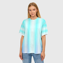 Футболка оверсайз женская Neon white blue lines, цвет: 3D-принт — фото 2