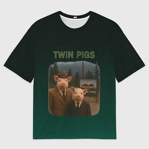 Женская футболка оверсайз Twin Pigs пародия / 3D-принт – фото 1