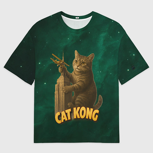 Женская футболка оверсайз Cat Cong пародия на Кинг Конг / 3D-принт – фото 1