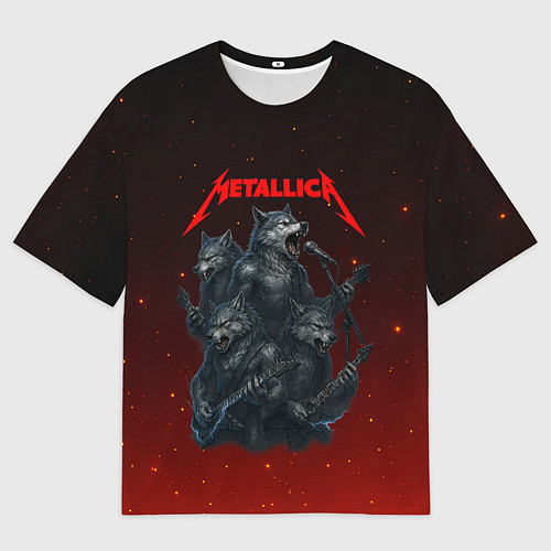 Женская футболка оверсайз Metallica в виде волков / 3D-принт – фото 1