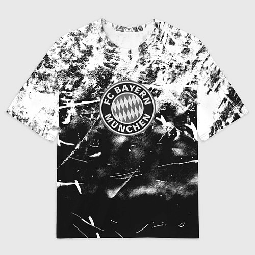 Женская футболка оверсайз Bayern Mnchen черно белая бумага / 3D-принт – фото 1
