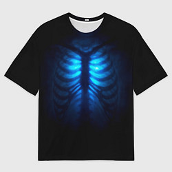 Футболка оверсайз женская Душа синяя - позвоночник и рёбра просвечиваются, цвет: 3D-принт