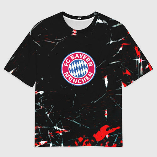 Женская футболка оверсайз Бавария Мюнхен штрихи красок / 3D-принт – фото 1