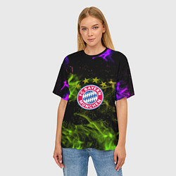Футболка оверсайз женская Бавария Мюнхен огонь, цвет: 3D-принт — фото 2