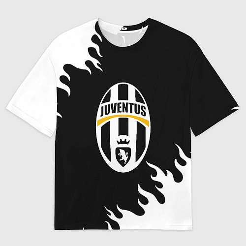 Женская футболка оверсайз Juventus белый огонь текстура / 3D-принт – фото 1