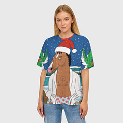 Футболка оверсайз женская Новогодний Конь Боджек, цвет: 3D-принт — фото 2