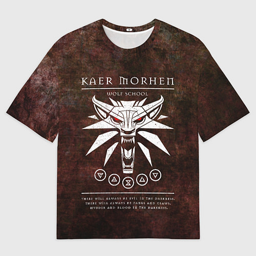 Женская футболка оверсайз Каэр Морхен - школа волка на темном фоне / 3D-принт – фото 1