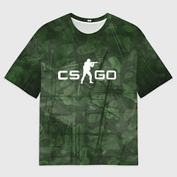 Футболка оверсайз женская Эмблема CS GO на камуфляжном фоне, цвет: 3D-принт