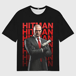 Женская футболка оверсайз Хитман скрестив руки