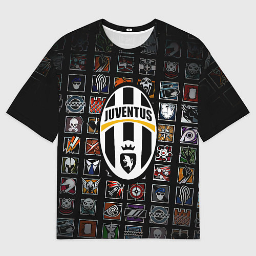 Женская футболка оверсайз Juventus ачивки паттерн / 3D-принт – фото 1