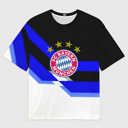 Женская футболка оверсайз Бавария Мюнхен полосы спорт / 3D-принт – фото 1