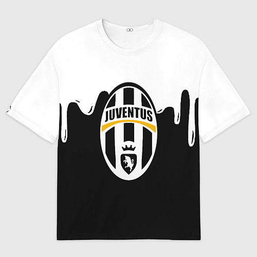 Женская футболка оверсайз Juventus капли красок / 3D-принт – фото 1