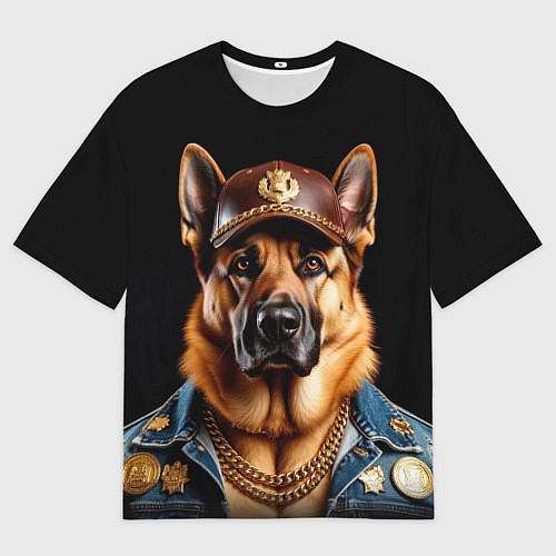 Женская футболка оверсайз Овчарка в бейсболке / 3D-принт – фото 1