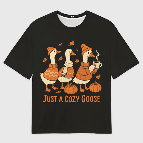 Женская футболка оверсайз Осенние гуси / 3D-принт – фото 1