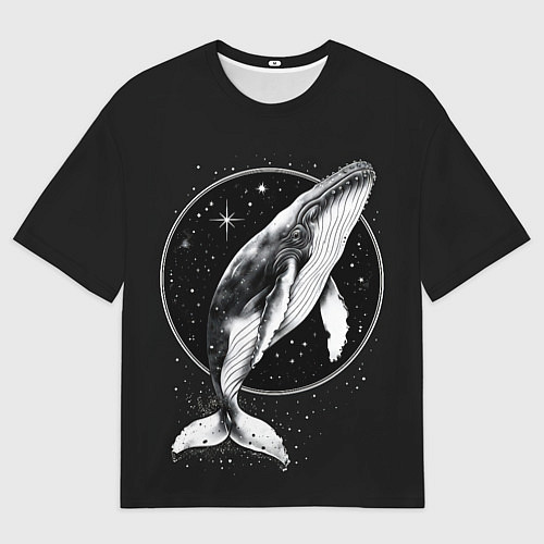 Женская футболка оверсайз Кит в звездном ореоле / 3D-принт – фото 1