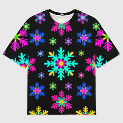 Женская футболка оверсайз Снежинки ретро