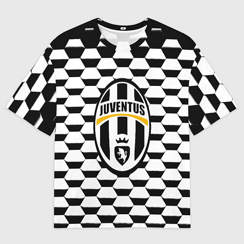 Женская футболка оверсайз Juventus геометрия черно белая / 3D-принт – фото 1