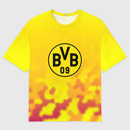 Женская футболка оверсайз Borussia камуфляж желтый текстура / 3D-принт – фото 1