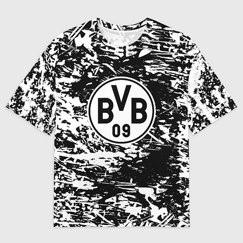 Женская футболка оверсайз Боруссиа белые краски / 3D-принт – фото 1