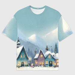 Футболка оверсайз женская Новогодние дома, цвет: 3D-принт
