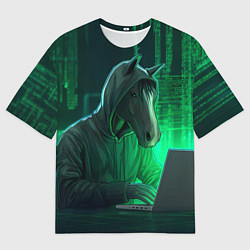 Женская футболка оверсайз Конь хакер