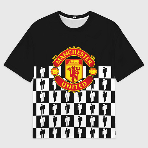 Женская футболка оверсайз Манчестер Юнайтед люди паттерн / 3D-принт – фото 1