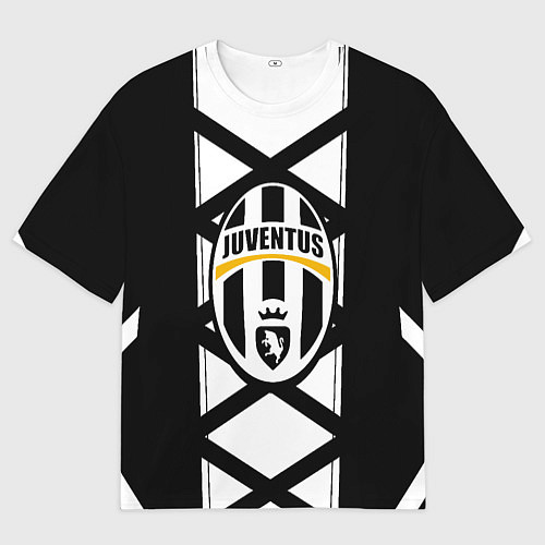Женская футболка оверсайз Ювентус геометрия полосы линии / 3D-принт – фото 1