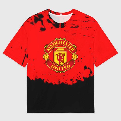 Женская футболка оверсайз Манчестер Юнайтед краски брызги / 3D-принт – фото 1