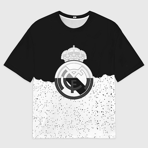 Женская футболка оверсайз Реал Мадрид лого ночь текстура / 3D-принт – фото 1