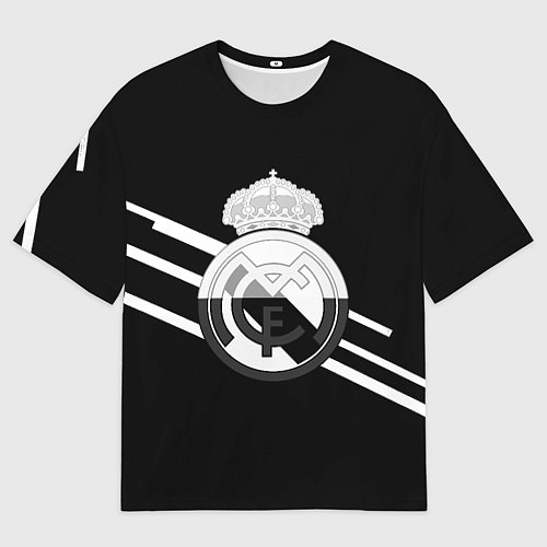 Женская футболка оверсайз Реал Мадрид полосы текстура линии / 3D-принт – фото 1