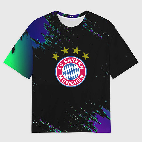 Женская футболка оверсайз Бавария Мюнхен краски текстура / 3D-принт – фото 1
