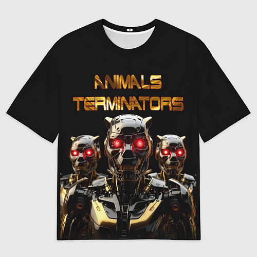 Женская футболка оверсайз Животные терминаторы / 3D-принт – фото 1