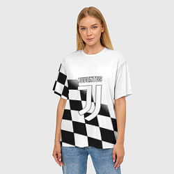 Футболка оверсайз женская Ювентус клетка краски, цвет: 3D-принт — фото 2