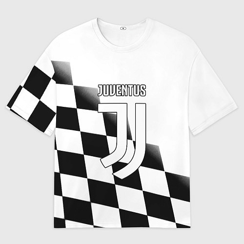Женская футболка оверсайз Ювентус клетка краски / 3D-принт – фото 1
