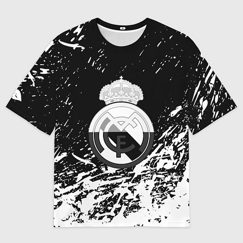 Женская футболка оверсайз Реал Мадрид краски текстура / 3D-принт – фото 1