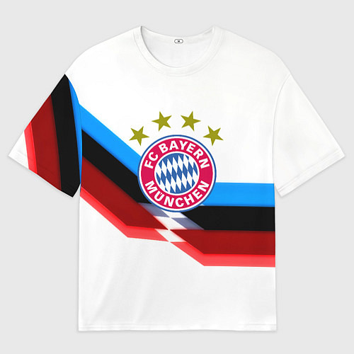 Женская футболка оверсайз Бавария Мюнхен геометрия спорт / 3D-принт – фото 1